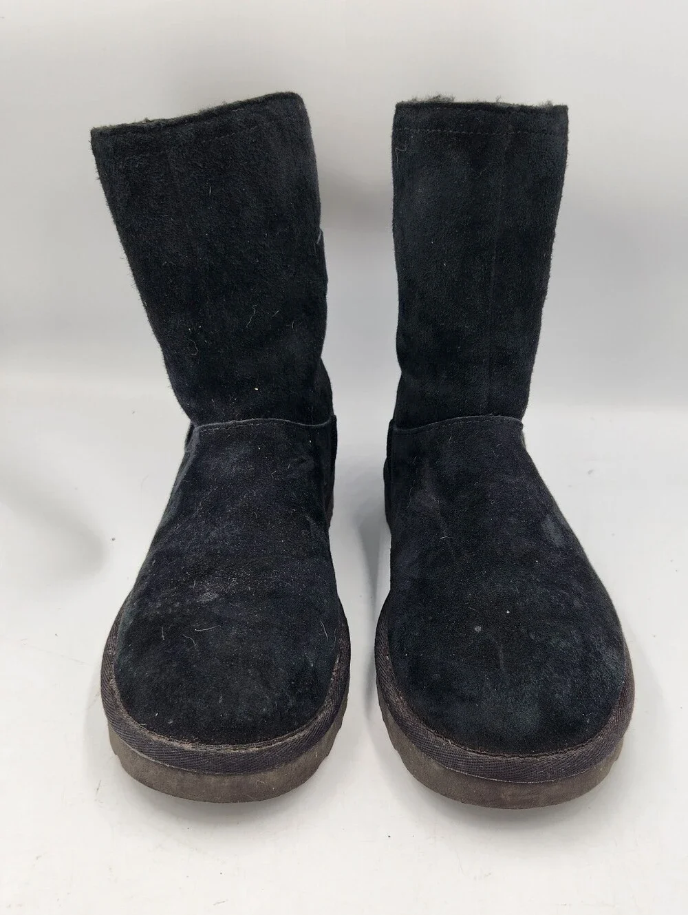 UGG Remora Crystal Bucklet Mid Calf Boot Black Womens 6 Suede Sheepskin Wool